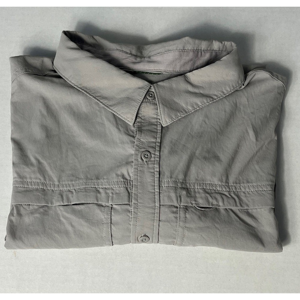 REI Button Down Up Hiking Shirt Long Sleeve Active Vented Gray XL